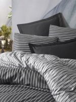 "Smart Bamboo Anthracite" Bedding Set Bamboo Satin – 6 pieces – for bedroom-Cotton box - Image 12