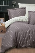First Choice Спално бельо „Point Brown“ Памучен сатен – 7 части – за спалня с два плика - Image 2