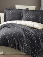 First Choice Спално бельо „Point Anthracite“ Памучен сатен – 100% памук – 7 части – за спалня с два плика - Image 2