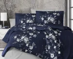 First Choice Спално бельо „Arya Navi Blue“ Памучен сатен – 100% памук – 7 части – за спалня с две завивки