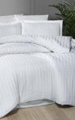 First Choice Спално бельо „Broad Line White“ Памучен сатен – 100% памук – 6 части – за спалня - Image 2
