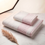 Комплект кърпи „Elegant with-pink“ бяло розе -100% Памук