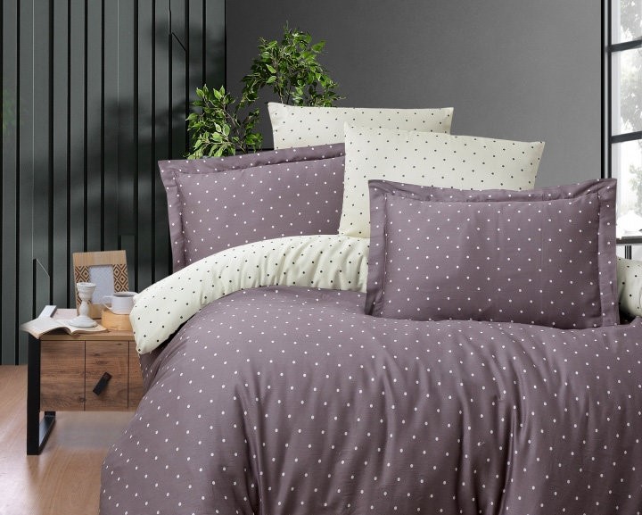 prod_389c4312-ab48-423e-a730-e1c5726a64a9 First Choice Спално бельо „Point Lilac“ Памучен сатен – 100% памук – 7 части – за спалня с два плика - Image 1