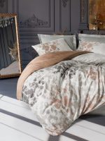 Промо комплект Cotton Box Спално бельо „Blatt Gri“ Saten – 100% памук сатен – 6 части + 2 възглавници 50×70 см - Image 4