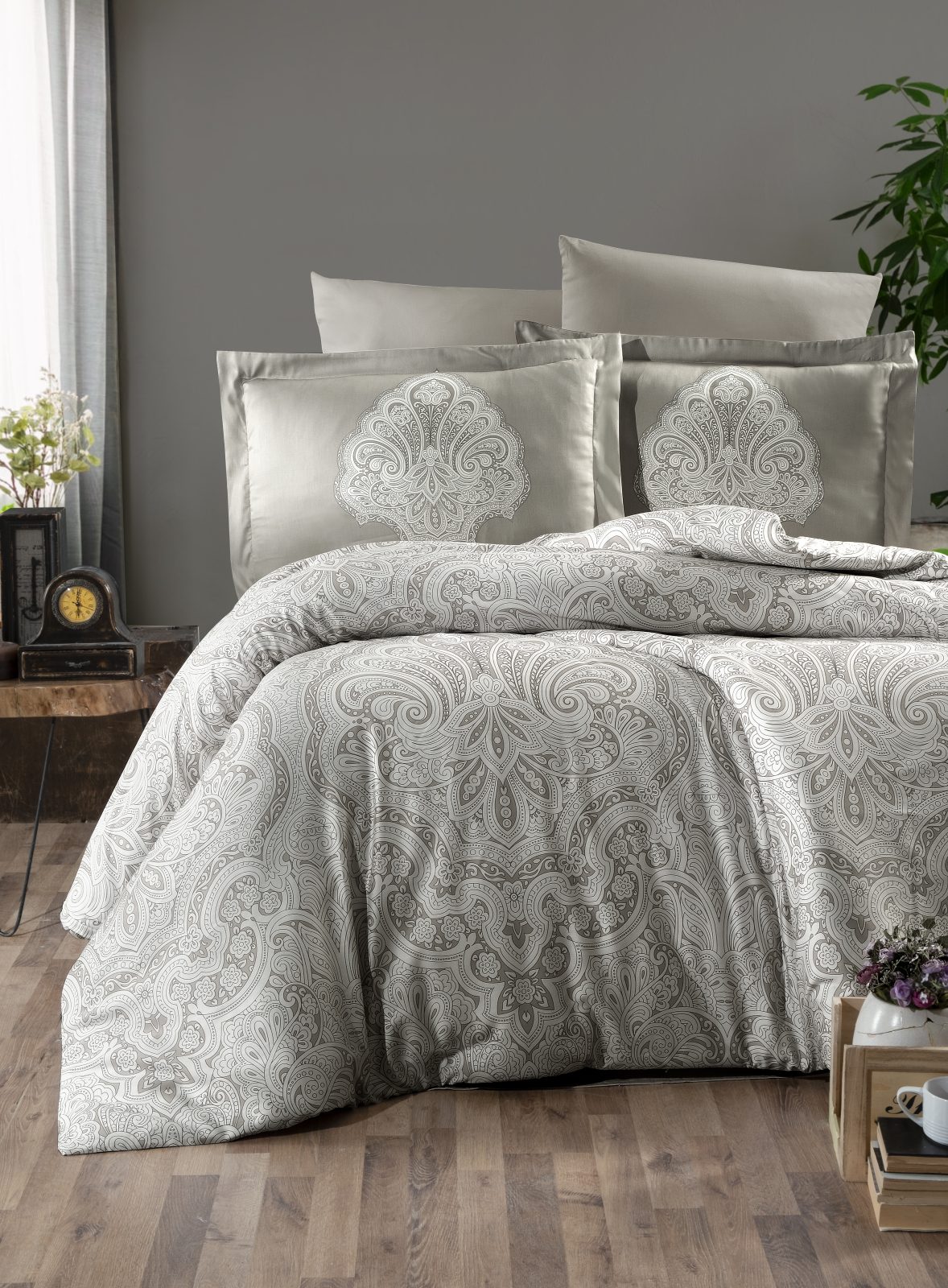 prod_65352e92-4307-4fba-8436-09bfb5ac6702 First Choice Спално бельо „Milena Beige“ Памучен сатен – 100% памук – 7 части – за спалня с два плика - Image 1