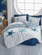 Cotton Box Спално бельо „Star Lacivert“ Maritime Ranforce – 100% памук – 4 части – за спалня