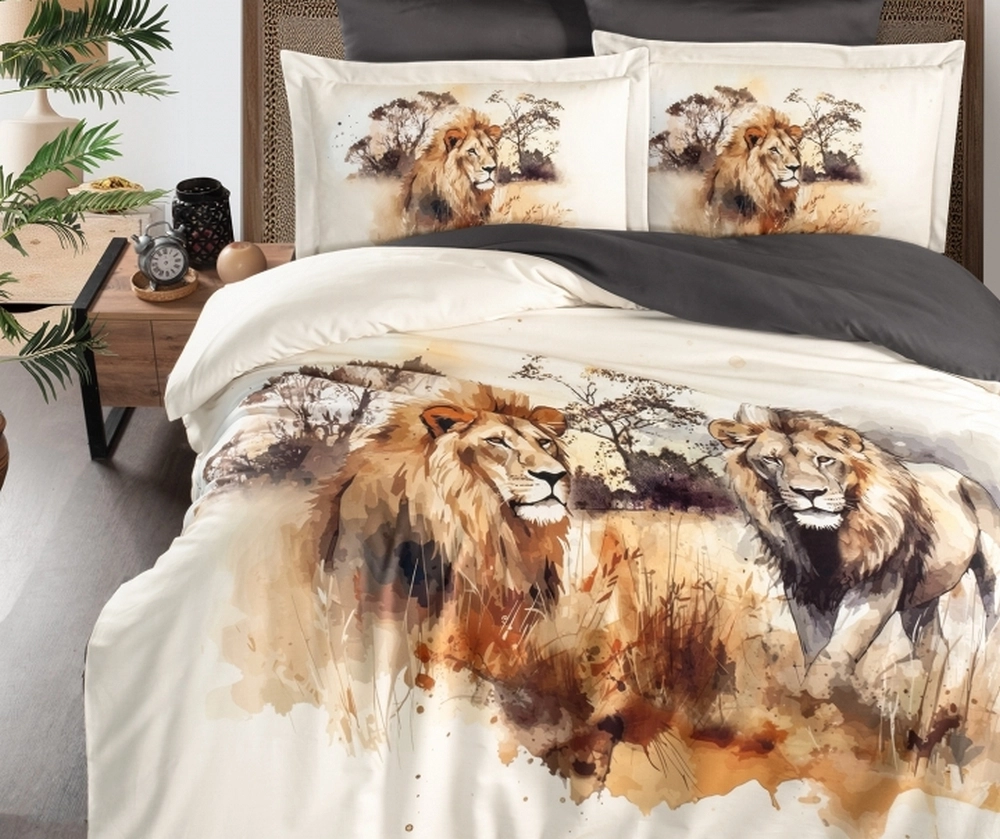 prod_e49fc4f0-454f-49c7-a7e6-7aac97305d83 First Choice Спално бельо „Lion 3D“ Памучен сатен – 6 части – за спалня - Image 1