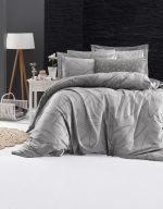 First Choice Спално бельо „Rovena Grey“ Памучен сатен – 100% памук – 7 части – за спалня с две завивки