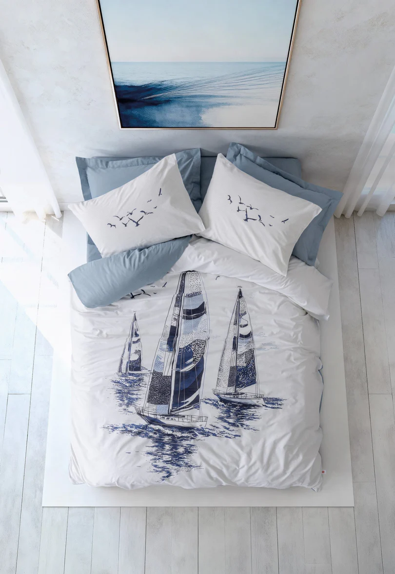 prod_f2278dcd-82c7-41a8-9bb6-2f4da46bc2c5 Cotton Box Спално бельо „Skipper Indigo“ Maritime Ranforce – 100% памук – 3 части – за единично легло - Image 1