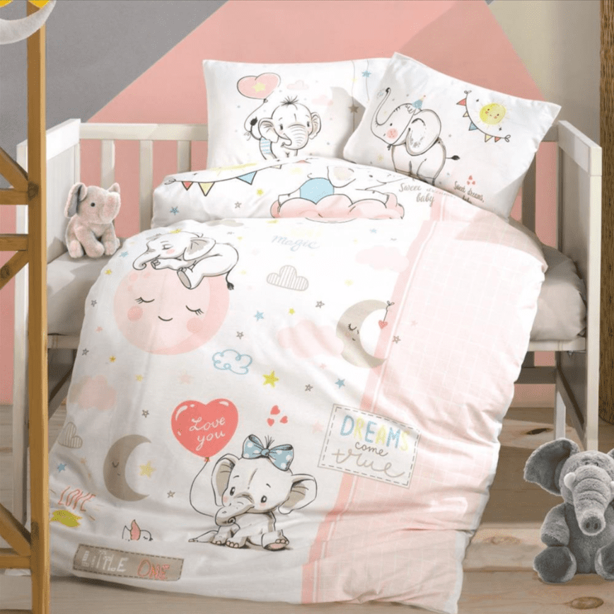 wp_id_23435_1776198166897 Clasy Бебешко спално бельо „Sweet Dreams V1 Pudra“ Ranforce – 100% памук – 4 части – за бебешко легло - Image 1