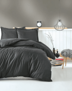 Cotton Box Спално бельо „Stripe Antrasit“ Stripe Saten – 100% памук сатен – 4 части – за спалня