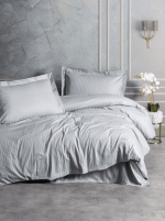 Спално бельо „Stripe Gray“ Family - Памук Сатен -7 части – с 2 единични плика-Cotton box - Image 2