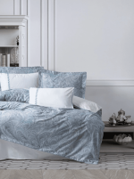 Cotton Box Спално бельо „Stilla Blue“ Elite Saten – 100% памук сатен 300TC – 6 части – за спалня