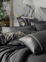 Cotton Box Спално бельо „King Antrasit“ Brode Saten – 100% памук сатен – 6 части – за спалня - Image 2