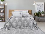 Nijuu Спално бельо „Rustic Gray“ Перкал с муслиново покривало – 6 части – за спалня