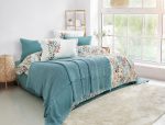 Nijuu Home Selection Спално бельо „Concept Linum Turkuaz“ Percale Pikeli – 100% памук перкал + муселиново пике – 7 части – за спалня