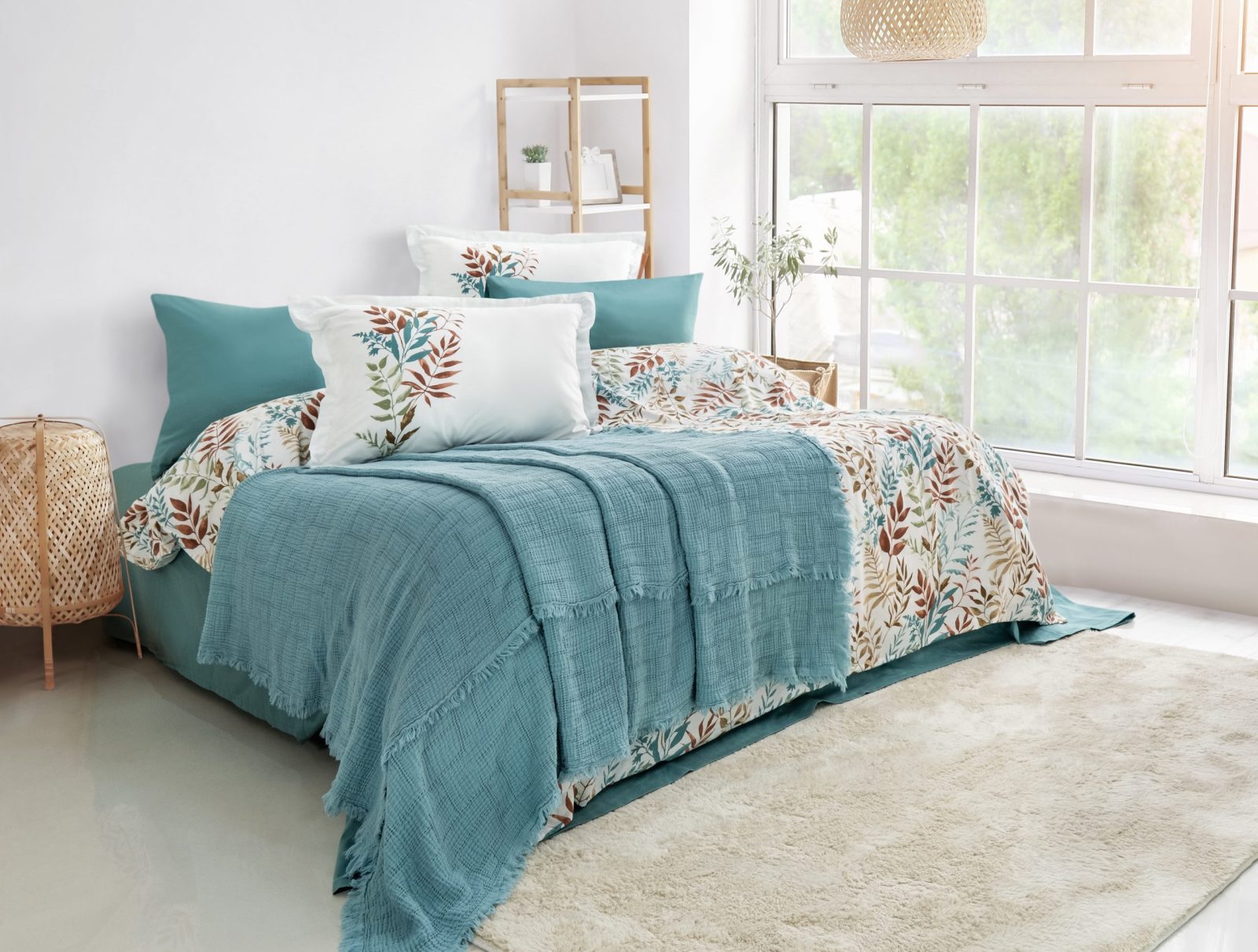 wp_id_26412_1776198229141 Nijuu Home Selection Спално бельо „Concept Linum Turkuaz“ Percale Pikeli – 100% памук перкал + муселиново пике – 7 части – за спалня - Image 1