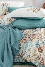 Nijuu Home Selection Спално бельо „Concept Linum Turkuaz“ Percale Pikeli – 100% памук перкал + муселиново пике – 7 части – за спалня - Image 4