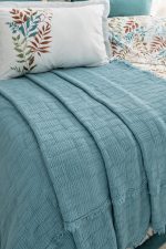 Nijuu Home Selection Спално бельо „Concept Linum Turkuaz“ Percale Pikeli – 100% памук перкал + муселиново пике – 7 части – за спалня - Image 2