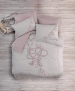 Спално бельо „Bellini Pink“-puff бродерия-Памук Ранфорс-6 части-Cotton Box