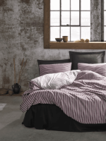 Cotton Box Спално бельо „Smart Bamboo Bordo-Black“ Bambu Saten – 60% памук и 40% бамбук – 6 части – за спалня