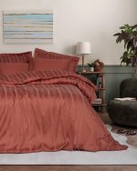 Cotton Box Спално бельо „Stripe Kiremit“ Smart Bambu Saten – 60% бамбук и 40% памук – 6 части – за спалня