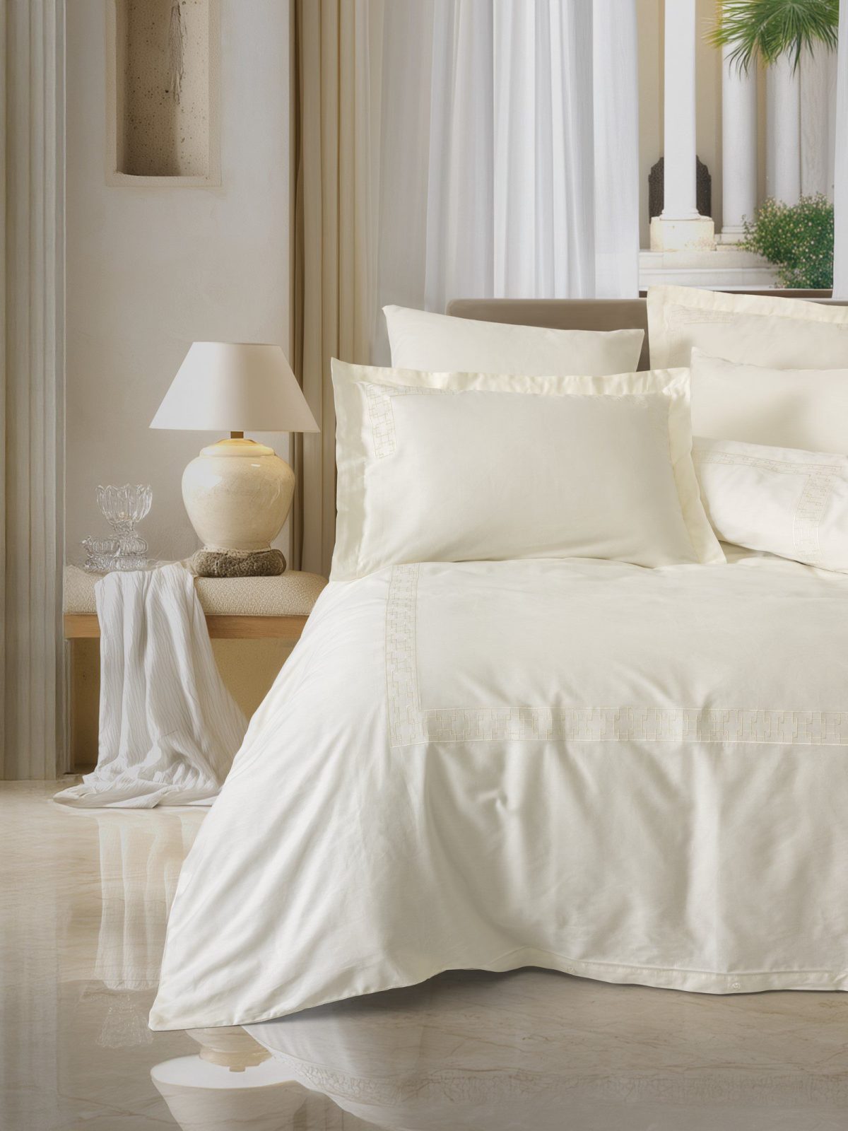 wp_id_29398_1776198269067 Cotton Box Спално бельо „Luxe Ekru“ Nakışlı Saten – 100% памук сатен – 6 части – за спалня - Image 1