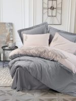Cotton Box Спално бельо „Sheen Gri“ Brode Saten – 100% памук сатен – 6 части – за спалня