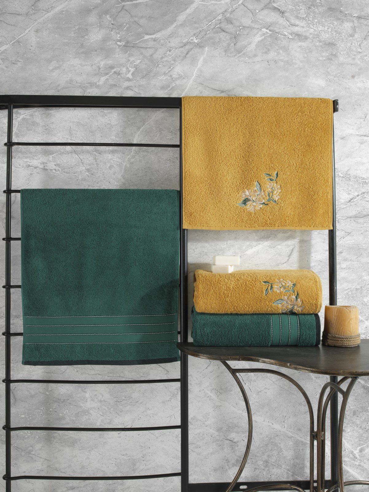 wp_id_29675_1776198269517 Cotton Box – Луксозен комплект кърпи Yesil / Sari (Зеленo и Горчица)– 4 части – 100% Памук - Image 1