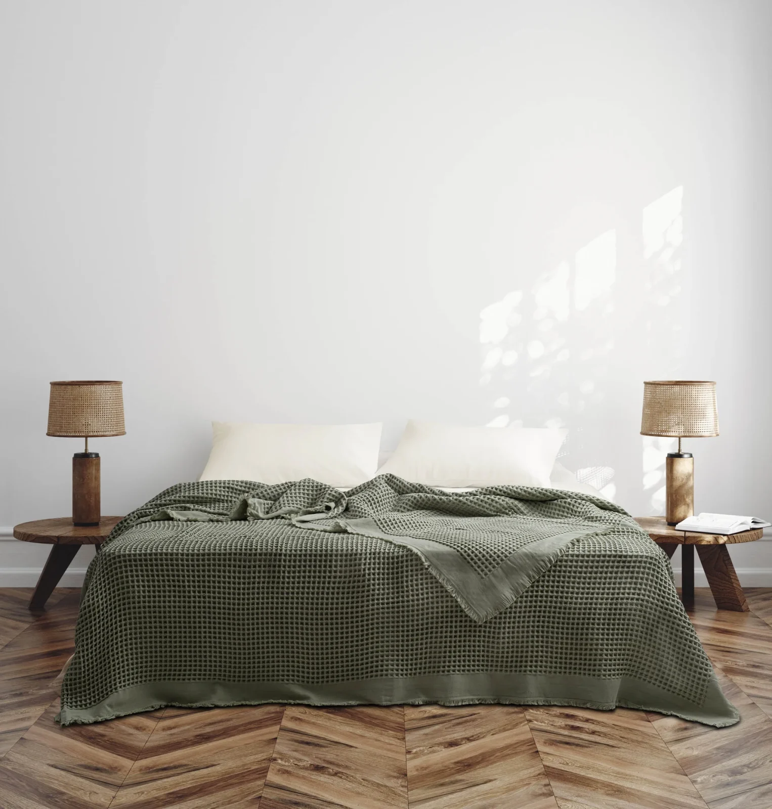 wp_id_30451_1776198272890 Покривало за спалня 240×260 см – 100% Памук – Waffle Texture – Pampas (Маслено светло зелено) - Image 1
