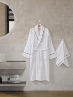 „Josina Beyaz“ Комплект халат и кърпа 100% Памук  – L/XL
