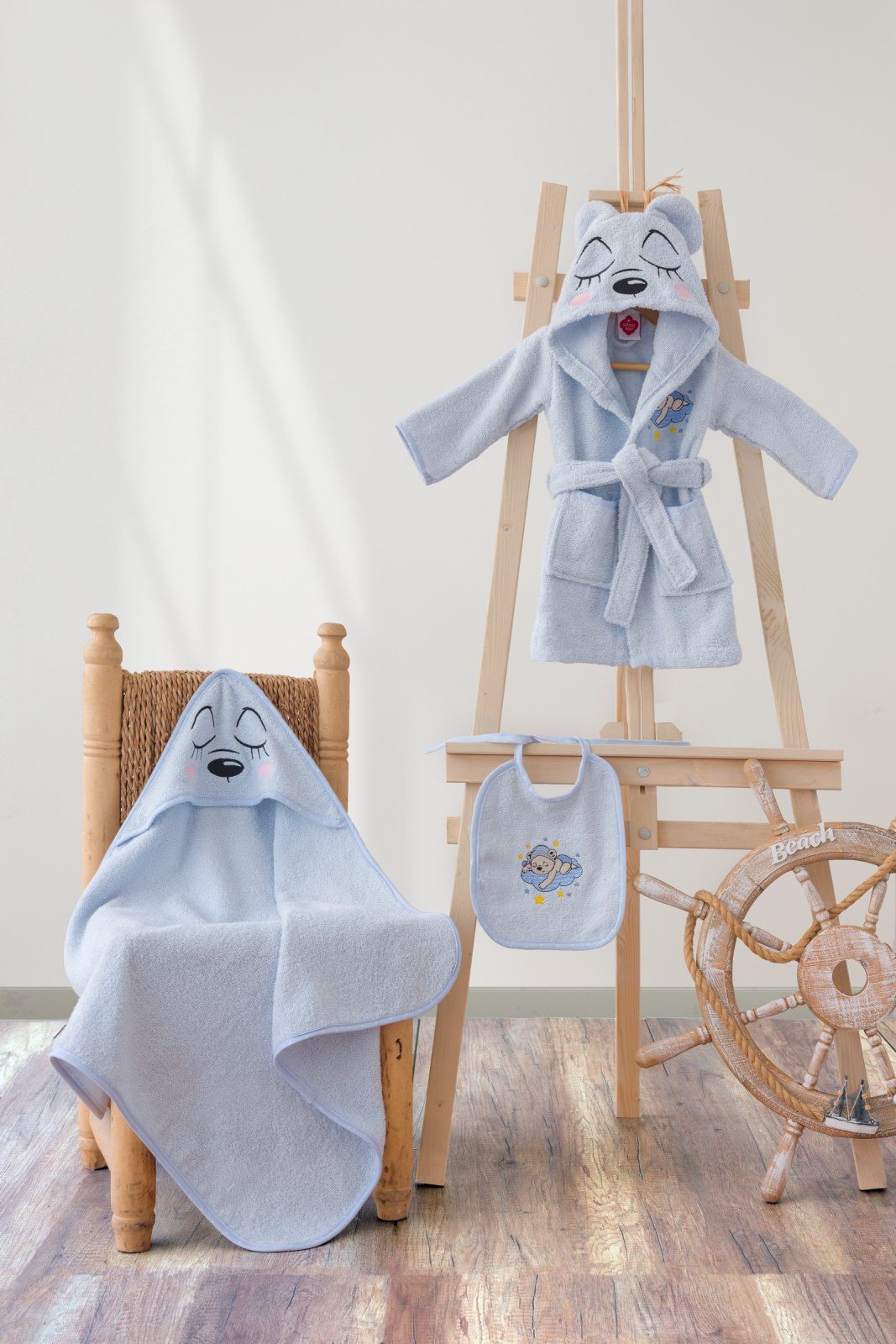 wp_id_31035_1776198279617 Cotton Box Бебешки комплект за баня „Bear Mavi“ 100% памук – 3 части - Image 1