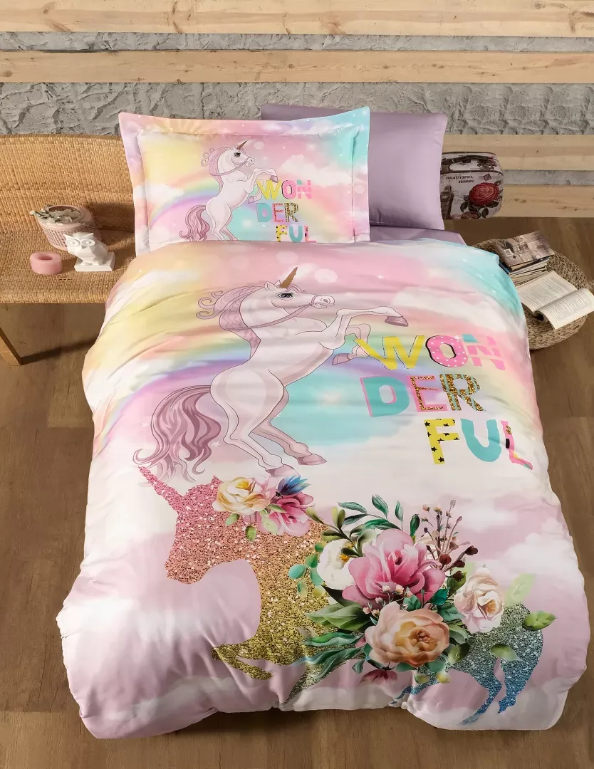 prod_01c63b64-ffc0-4d94-91f4-47e65554bb8d First Choice Спално бельо „Rainbow“ 3D Satin – 100% памук – 4 части – за единично легло - Image 1