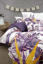 First Choice Спално бельо „Palm Garden Purple“ 3D Satin – 100% памук – 4 части – за единично легло - Image 2
