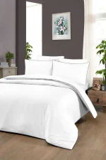 La Romano Спално бельо „Lucca White“ Premium Satin – 100% памук – 6 части – за спалня - Image 4