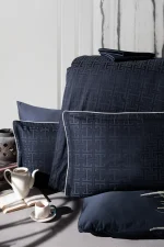 La Romano Спално бельо „Rodel Navy Blue“ Premium Satin – 100% памук – 300 TC – 6 части – за спалня - Image 2
