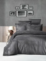First Choice Спално бельо „Tecna Anthracite“ Сатен Жакард – 100% памук – 6 части – за спалня