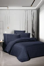 La Romano Спално бельо „Rodel Navy Blue“ Premium Satin – 100% памук – 300 TC – 6 части – за спалня