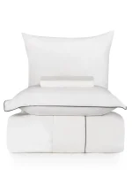 La Romano Спално бельо „Lucca White“ Premium Satin – 100% памук – 6 части – за спалня - Image 6