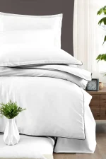 La Romano Спално бельо „Lucca White“ Premium Satin – 100% памук – 6 части – за спалня - Image 2