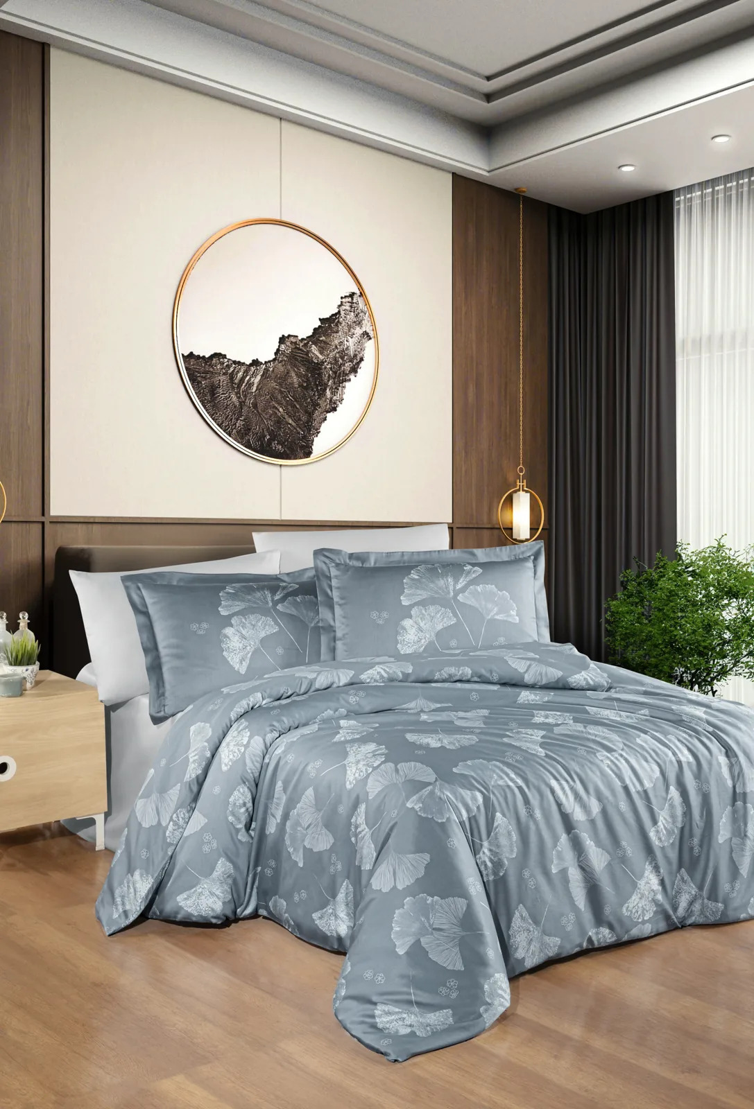 prod_fe02ddad-22a8-467f-95a8-e9510472d129 First Choice Спално бельо „Sofira Indigo“ Сатен – 100% памук – 4 части – за единично легло - Image 1
