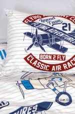 Cotton Box Junior Ranforce Flying Gri – единичен спален комплект с чаршаф с ластик 100x200+30 - Image 2