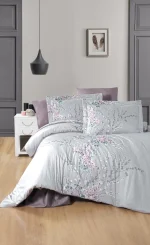 First Choice Спално бельо „Wisteria Lilac“ Сатен – 100% памук –  7 части – за спалня с два плика
