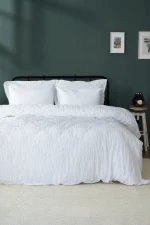 Loom & Flow Спален комплект Arianna White – Stonewashed органичен памук, 6 части за спалня
