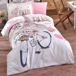 Clasy Спално бельо „Paris Love V1 Pembe“ Ranforce – 100% памук – 3 части – единичен комплект - Image 2