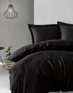 Cotton Box  Сатенено спално бельо „Elegant Black“ – 100% памук сатен – 3 части – за единично легло - Image 2