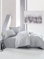 Cotton Box Сатенено спално бельо „Elegant Grey“ – 100% памук сатен – 3 части– за единично легло