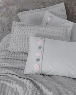 Cotton Box Покривало за легло със спално бельо „Siva Gri“ Limi – 100% памук ранфорс – 7 части - Image 2