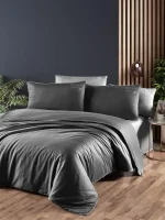 First Choice Спално бельо „Timeless Anthracite“ Сатен – 100% памук – 6 части – за спалня