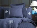 Hobby Home Спално бельо „Elegant Zeugma Lacivert“ – 100% памук страйп сатен – 6 части – за спалня - Image 3